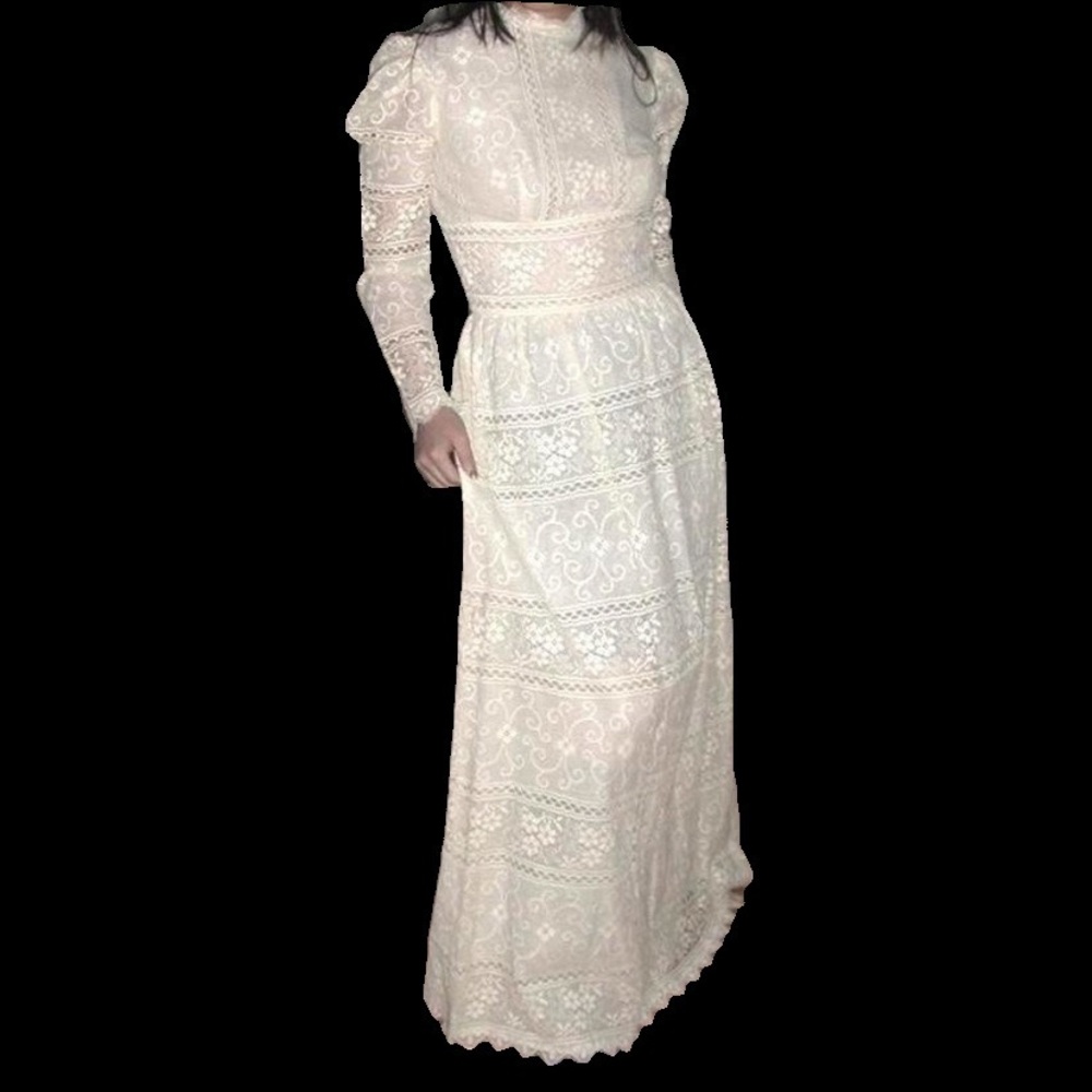 Lanz Gunne Sax Style Edwardian revival maxi prairie dress